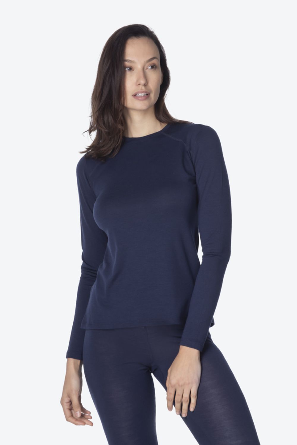 Blusa Segunda Pele Térmica Essential Merino Crew Feminina Azul Marinho